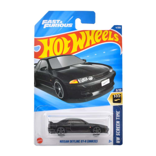 Hot Wheels Базовый автомобиль Nissan Skyline GT-R (БНР32) Игрушечный мини-автомобиль для детей от 3 лет и старше, черный JFN59