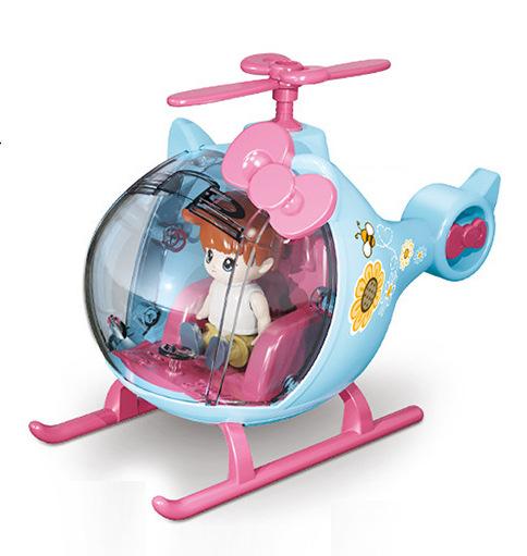 Children's Q Version Aircraft Model Cute Cartoon Aircraft Scene Toy Set With Doll Kids Play House Toy Accessories Birthday Gift
