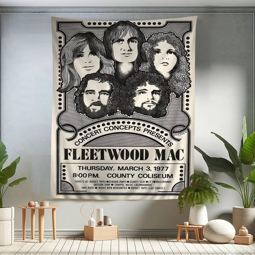 FFleetwood MMac Rock Band Printed Large Wall Tapestry Hanging Tarot Hippie Wall Rugs Dorm Art Home Decor