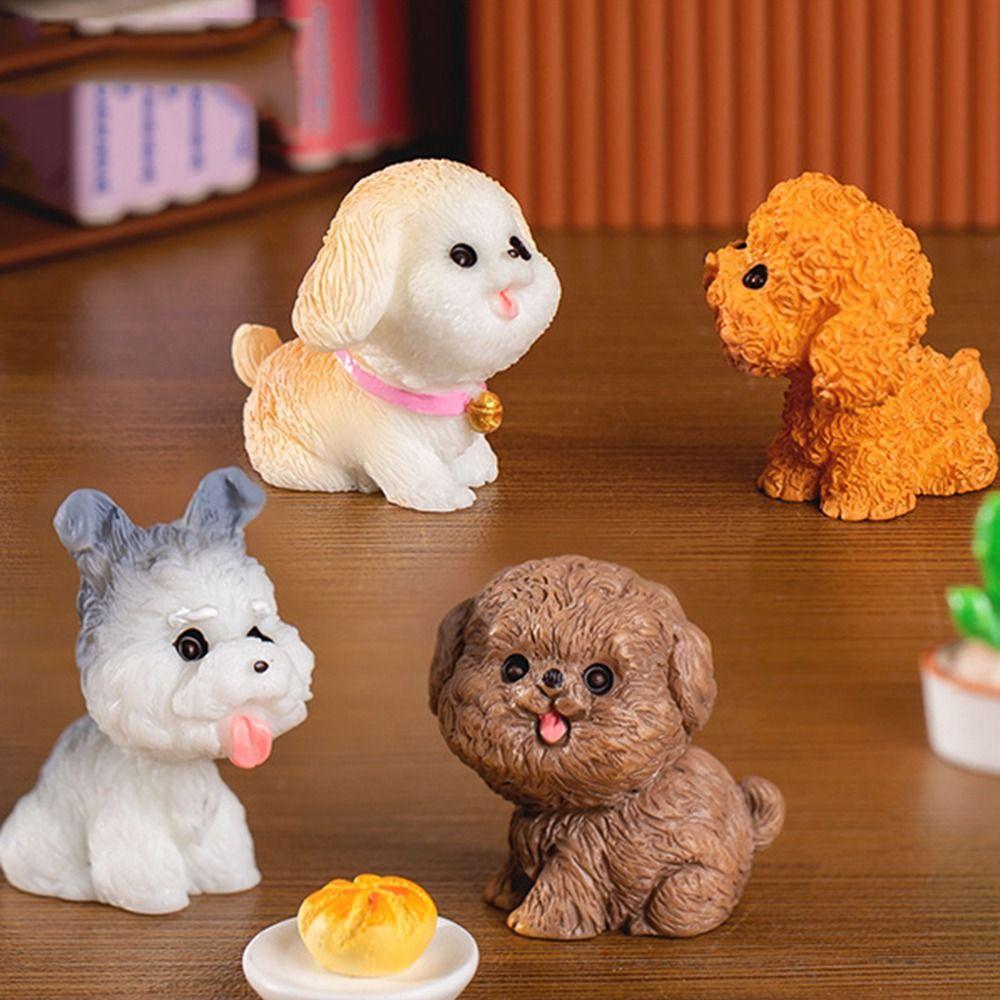 Desktop Animal Figurine Miniature Dog Sculpture Cute Micro Landscaping Home Decor