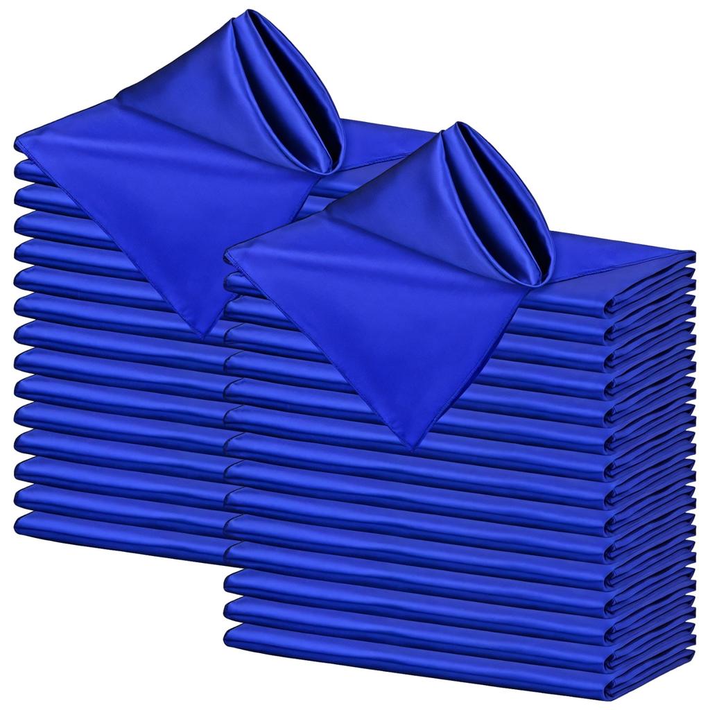 100 PCS Royal Blue Cloth Napkins, 12 in Square Satin Napkins for Weddings, Napkins for Formal Events and Receptions