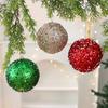 4 Pcs Christmas Ball Ornaments Glitter Sequin Shatterproof Foam Balls Decoration with Faux Pearl for Xmas Wedding Party Holiday Decor