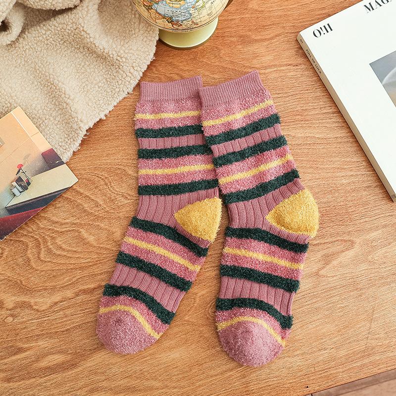 Женские осенне-зимние теплые толстые полосатые цветные милые гольфы-трубы