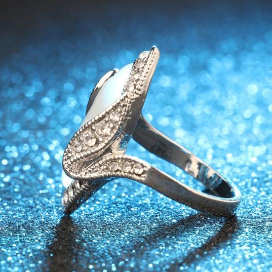 Женское кольцо с искусственным камнем маркизы и блестящими стразами, ювелирные изделия на палец