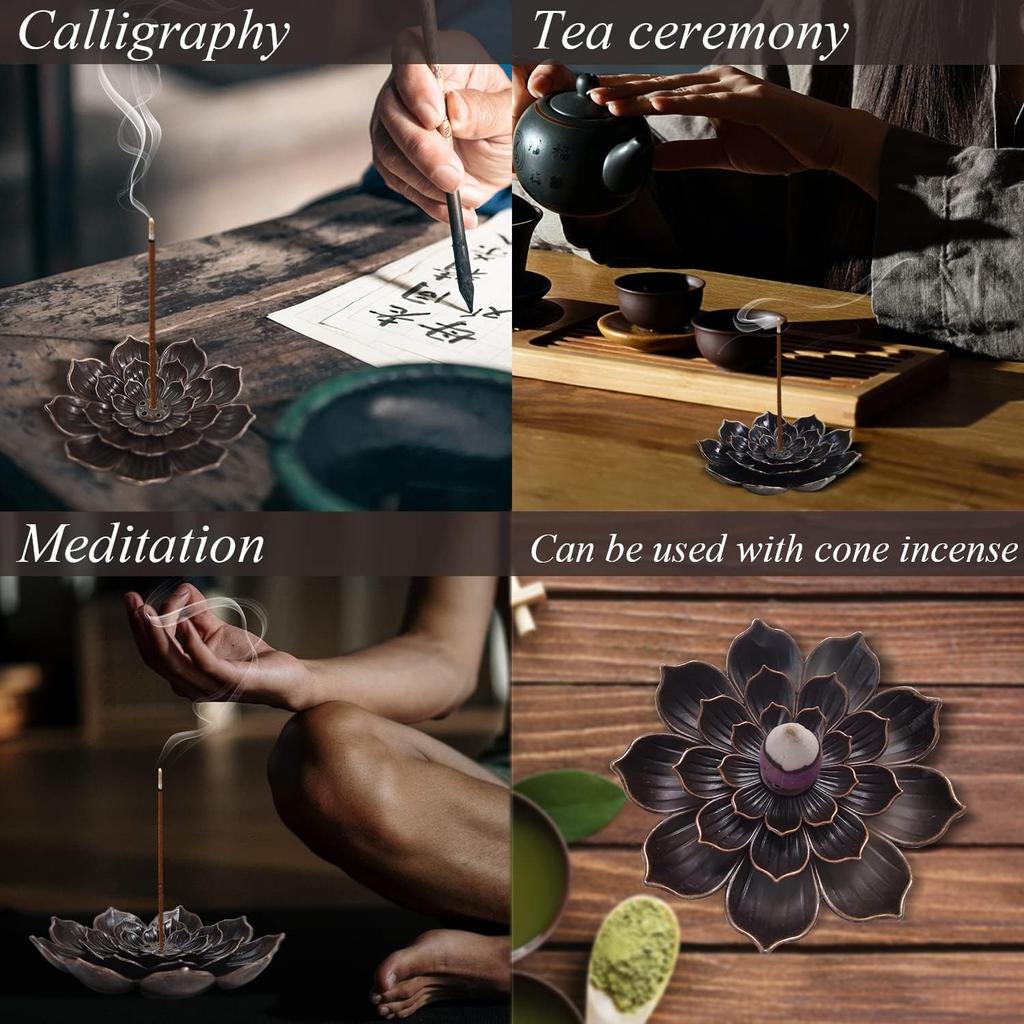 Подставка для благовоний «Цветок лотоса» — 5 отверстий для курильницы со съемным зольным уловителем