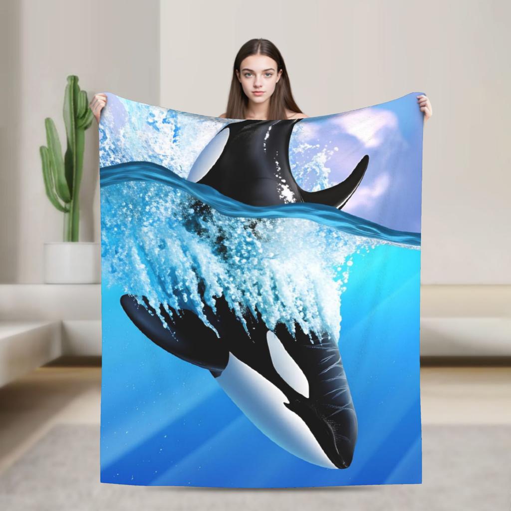 Плед Orcinus orca Качественный Мягкий Уютный Плед-покрывало Зимние Путешествия Офис Спальня Новинка Покрывало