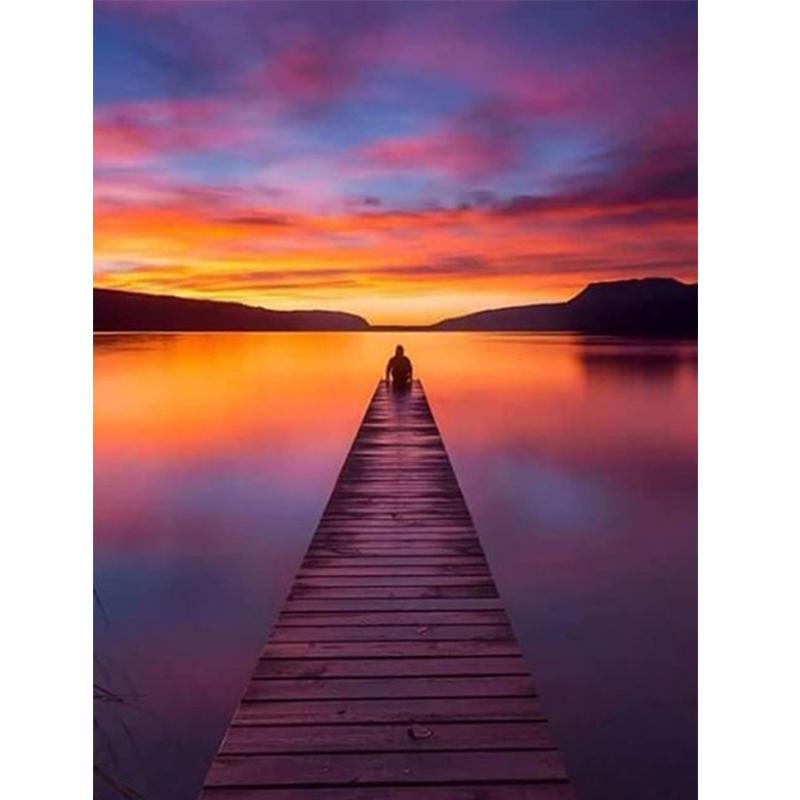 Алмазная картина 5D DIY Приморский Полный дрель Квадратная Алмазная вышивка Закат Картина горный хрусталь Пейзаж Настенный декор