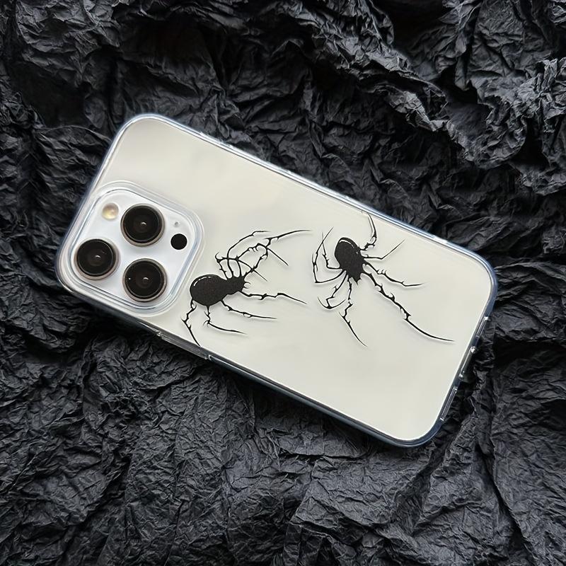 Dark Spider Pattern Phone Case – Transparent Soft Full-Coverage Shell for Apple 11/12/13/14/14 Pro Series