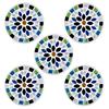 Fourcart Cute Handmade Glass Mosaic Coasters, Flower Blue, Set of 5