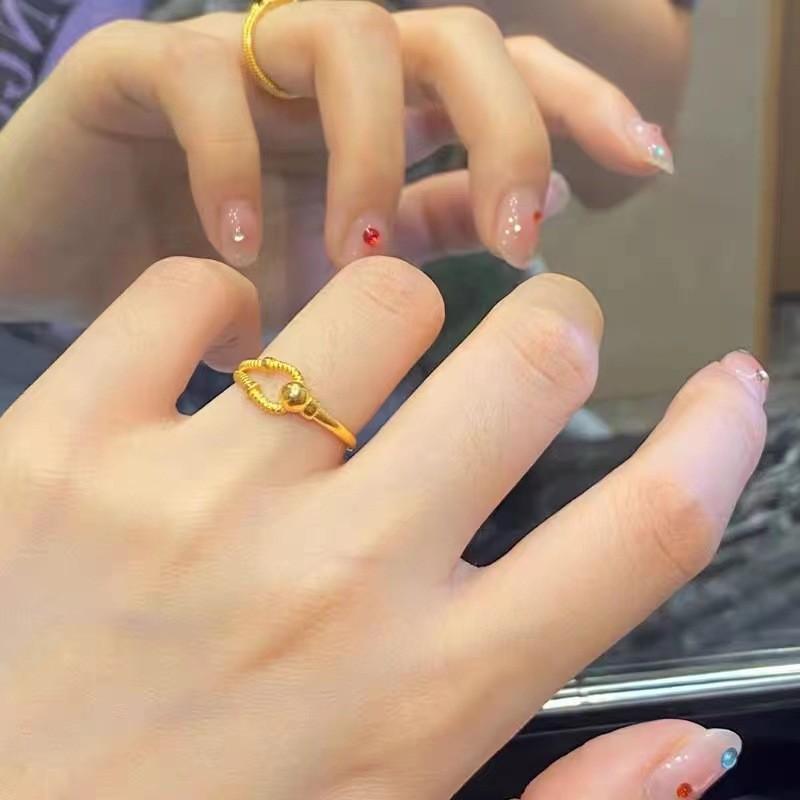 Unique Twisted Copper Gold Plated Adjustable Ring For Women Modern Style