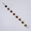 Classic Top Grade Qualite 100% Natural Tiger Eye Round Shape Ethnic Style Handmade Jewelry 925 Steling Silver Plated Bracelet 7-8" WSJ-5201