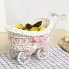 Yousheng Rattan Stroller Flower Basket Small Woven Storage Basket Artificial Flowers Holder Basket Desktop Organizer for Home Wedding Baby Shower