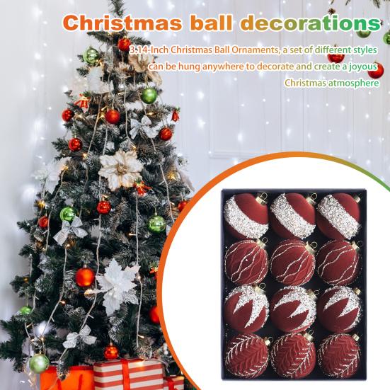 12 шт. Рождественские шары, украшения, небьющиеся пластиковые рождественские елочные подвесные безделушки для праздника