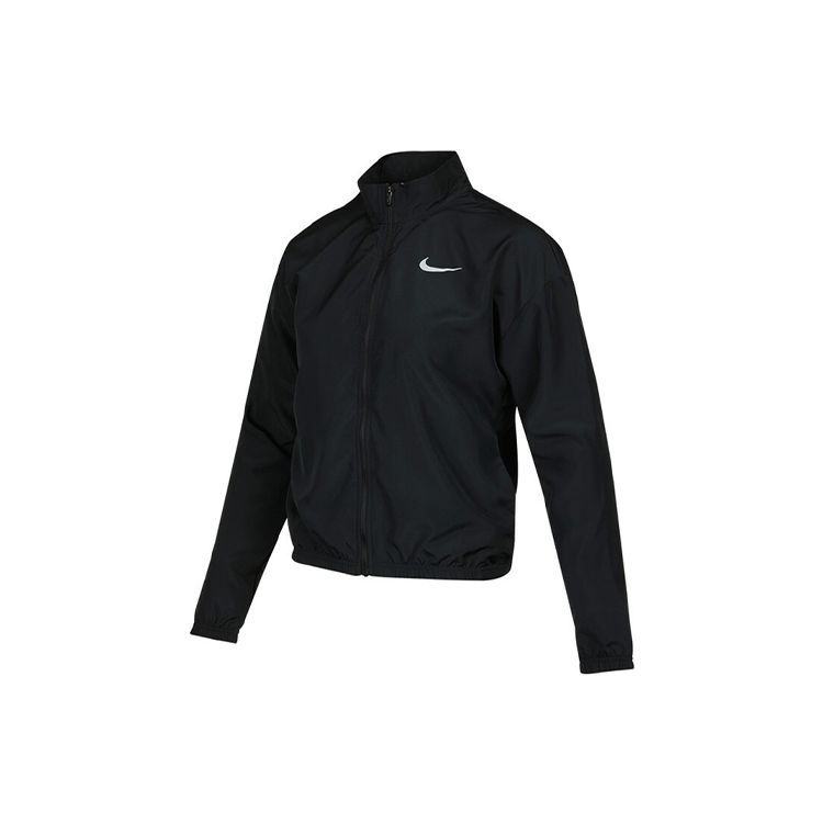 Nike Куртка женская Dri-FIT Swoosh Run со светоотражающим логотипом и принтом, складная, с воротником-стойкой, черная DD4926-010