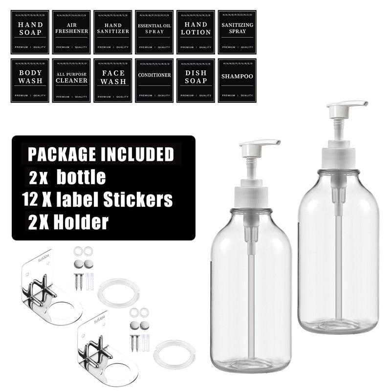 500 мл прозрачный флакон для лосьона многоразовый флакон с этикетками с настенными кронштейнами для флакона лосьона шампунь кондиционер
