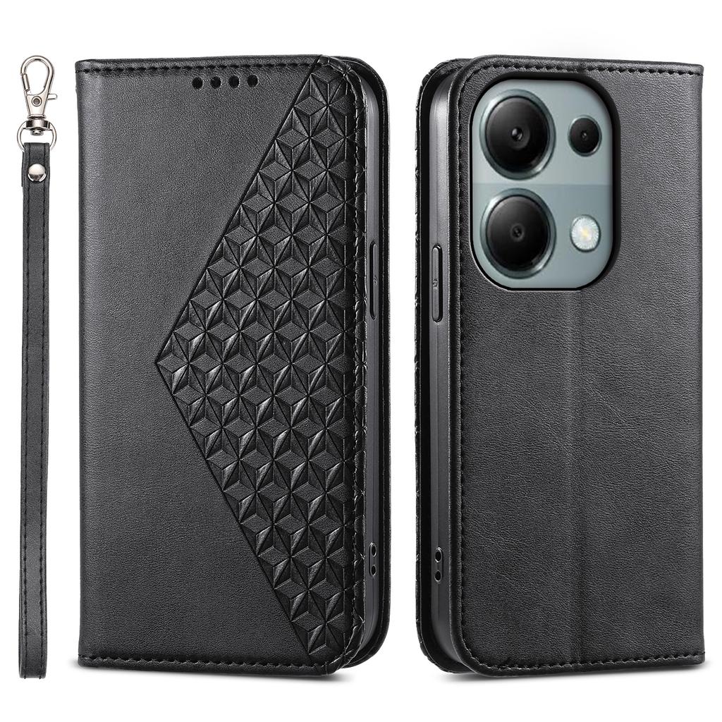 Чехол для Xiaomi Redmi Note 13 Pro 4G, кошелек-чехол из искусственной кожи с ромбовидным тисненым узором
