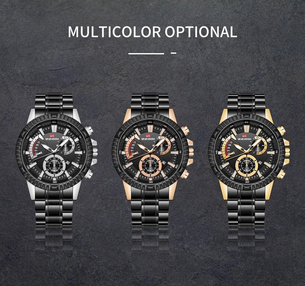 VAVA VOOM Лучший бренд класса люкс Мужские кварцевые часы Дата Календарь Деловые наручные часы Мужские военные повседневные светящиеся спортивные часы Мужские Relogio Masculino