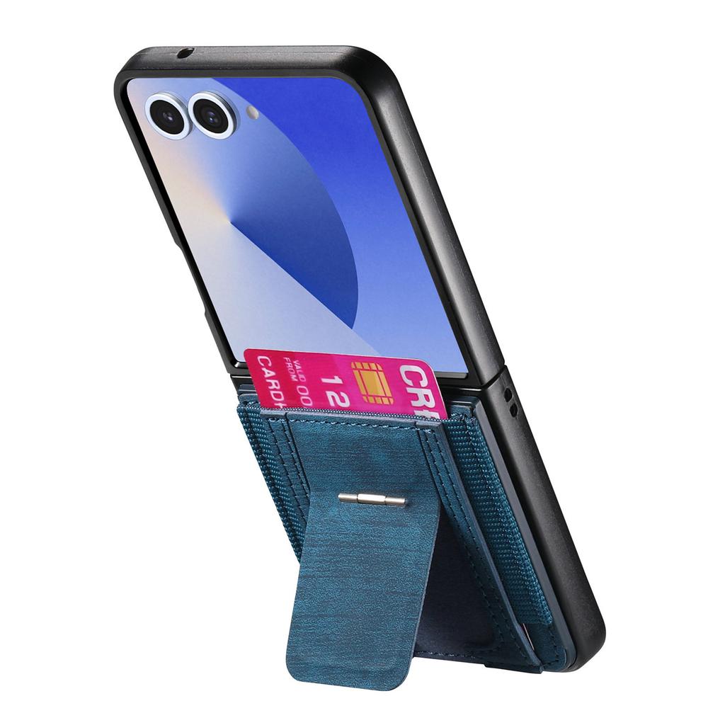 Чехол для Samsung Galaxy Z Flip7 5G с подставкой, ретро-кожаная задняя крышка с держателем для карт