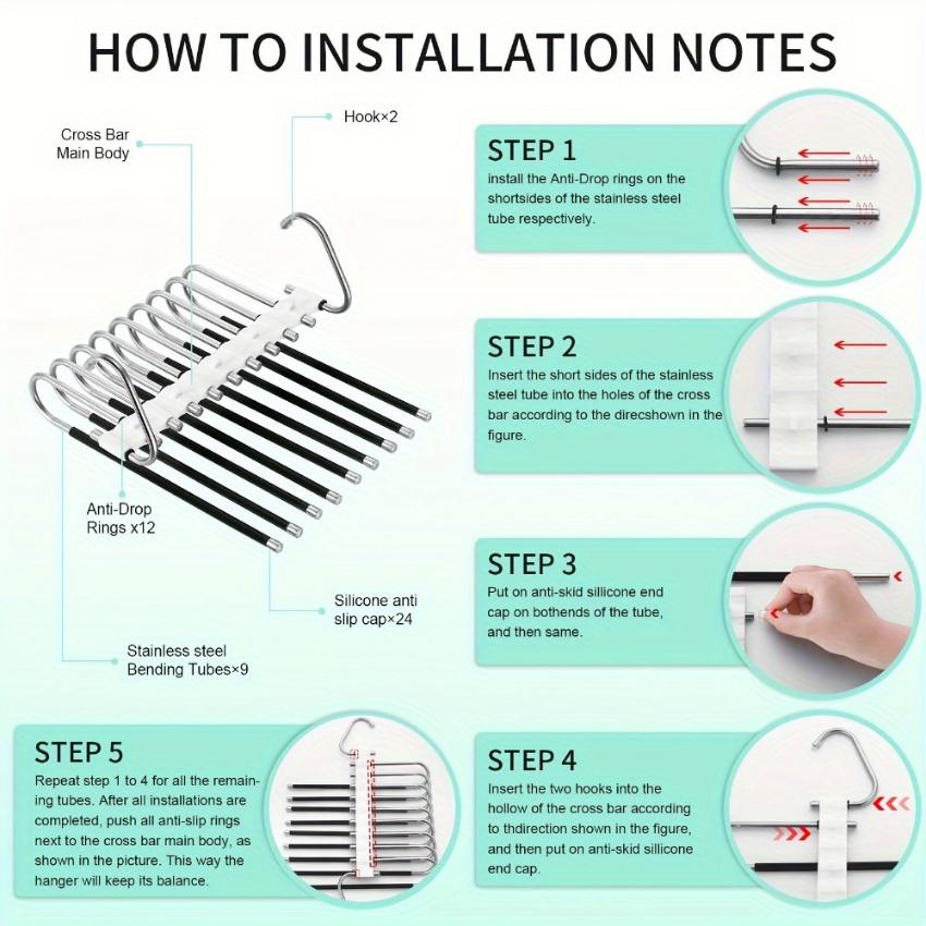 Выдвижная вешалка для брюк, 9-слойная многофункциональная складная вешалка для одежды из нержавеющей стали, вешалки для брюк, экономия места, органайзер для шкафа