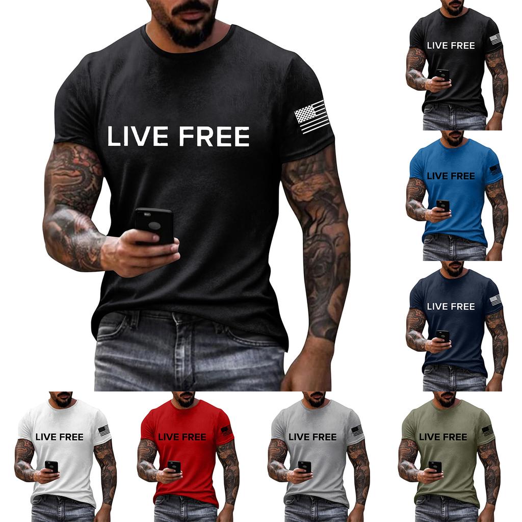 Men's Printed Short Sleeve T-Shirt Men's Loose Casual Short Sleeve Top