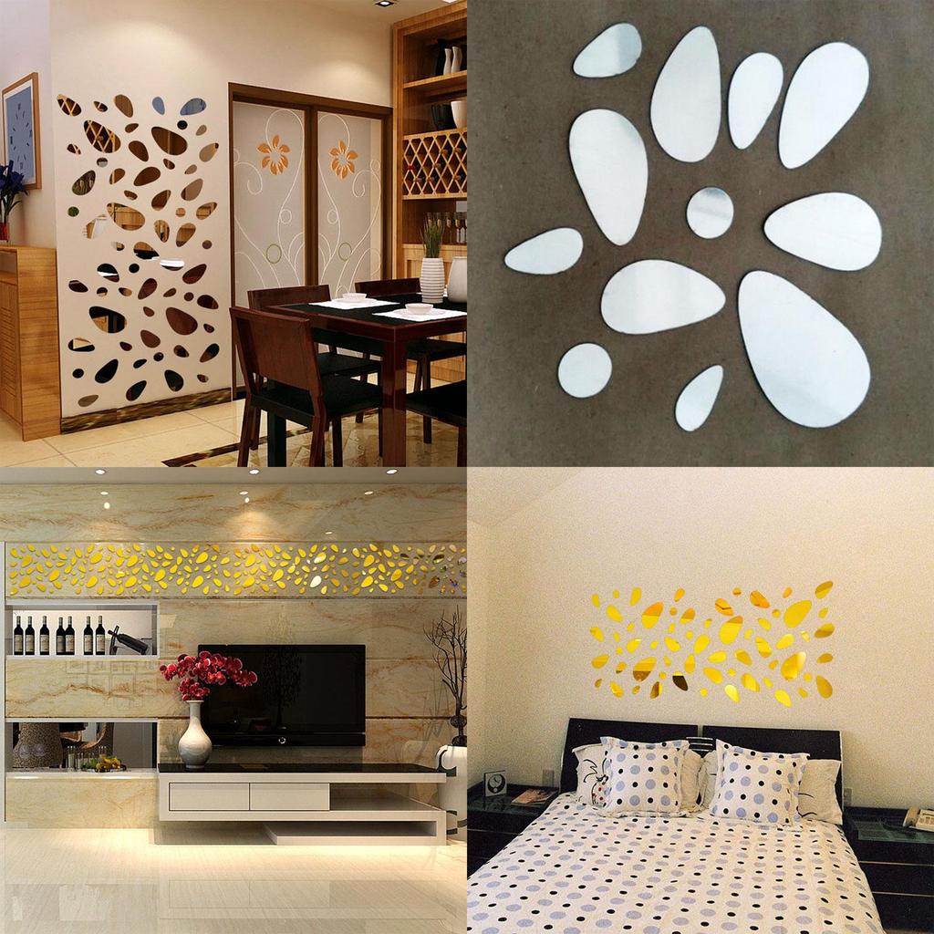 Превосходные 12 шт. 3D зеркальные виниловые наклейки на стену для легкого украшения дома