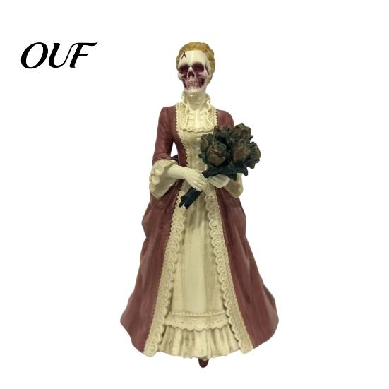 Gothic Housewarming Gift Halloween Fairy Princess Skeleton Figurine, Spooky Skull Tale Goth Aesthetic Collectibles Figure Statue for Home Bookshelf