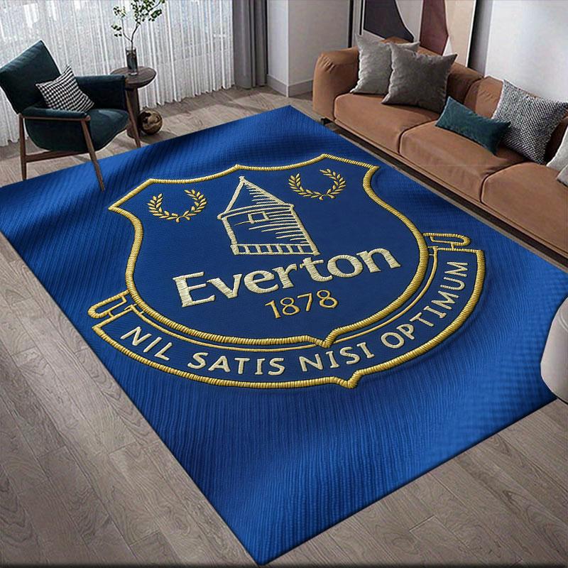 Everton FC Flannel Printed Carpet, Home Sofa Decoration for Living Room & Bedroom, Non‑Slip Play Flannel Floor Mat for Game Room