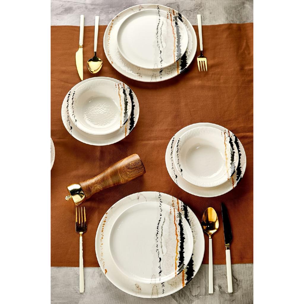 Gold Lux Ceramic Wishing Tree 24 Piece Dinner Set For 6 Persons