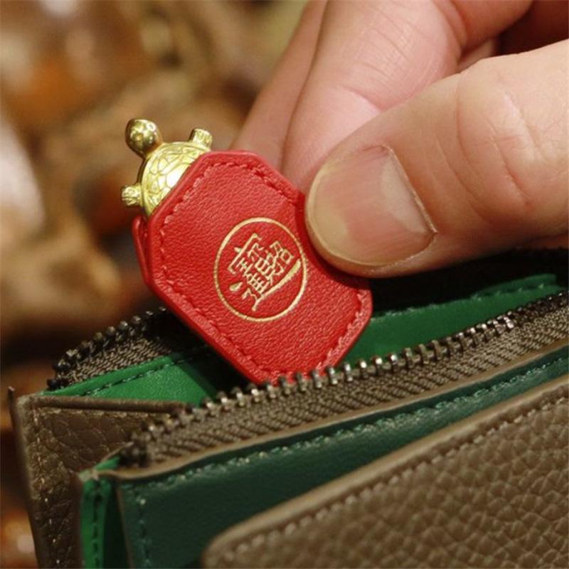 Fengshui Lucky Turtle Wallet Charm Money-biting Turtle Ornaments Decor For Longevity Protection & Financial Stability·