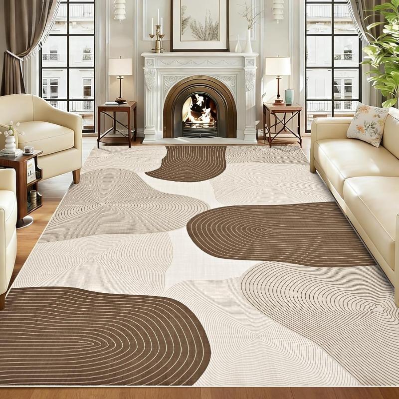 Modern Boho Irregular Geometric Line Print Area Rug Minimalist Art Non-Slip Living Room Carpet for Bedroom Office Dining Room