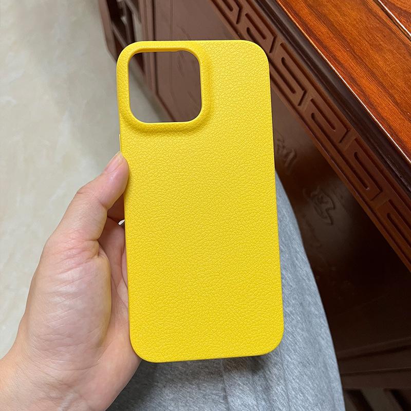Applicable To IPhone16ProMax Mobile Phone Case 14 Apple 15 Simple TPU Leather Pattern 12Pro Material Case 13
