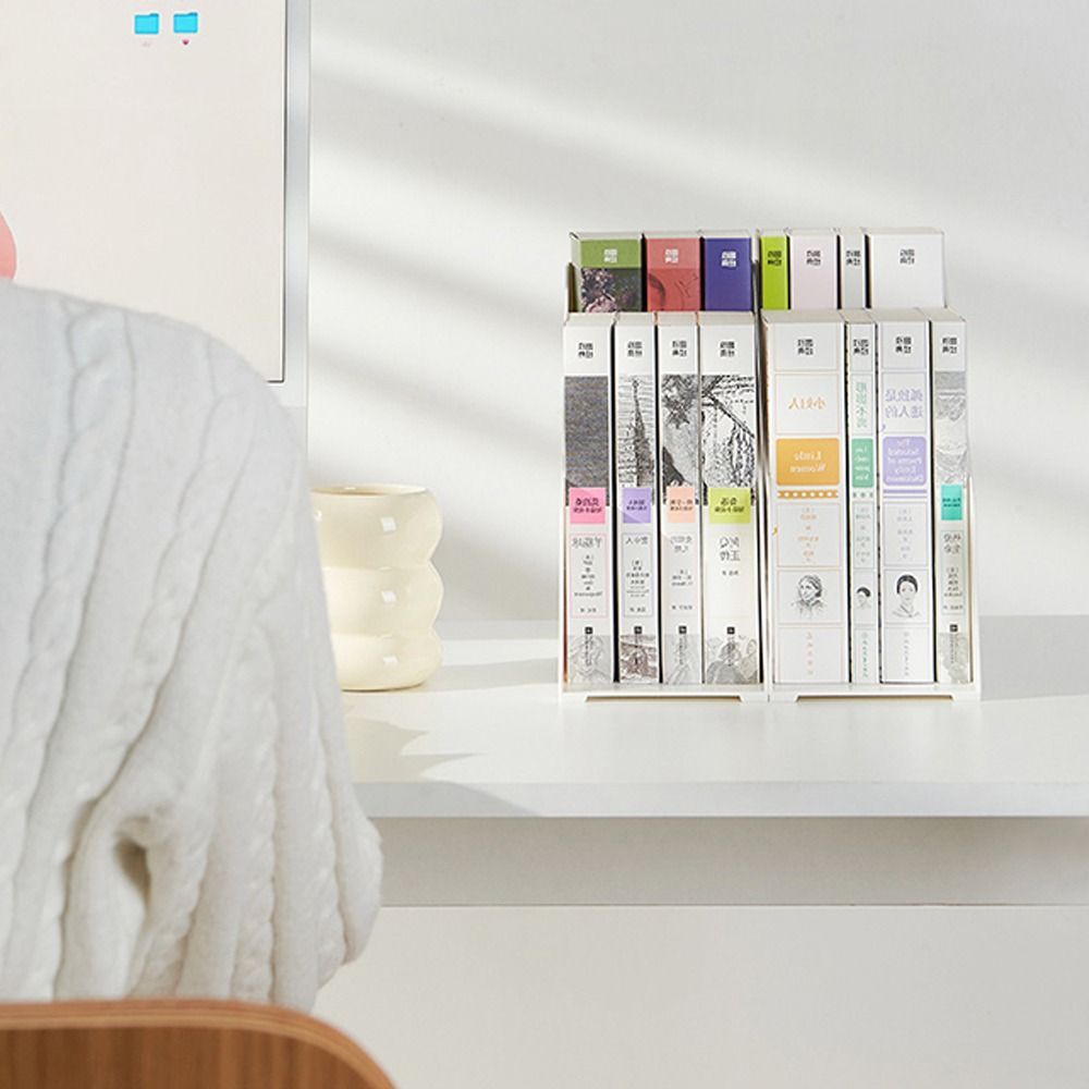 Простые пластиковые подставки для книг, однотонные, двухъярусные, полка для хранения файлов, большая емкость, настольный держатель для книг, школьные принадлежности