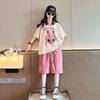 Girls Sports Two-Piece Summer Models Foreign Style Girls Big Girl Summer Short-Sleeved Suit Children's Casual T-Shirt Suit