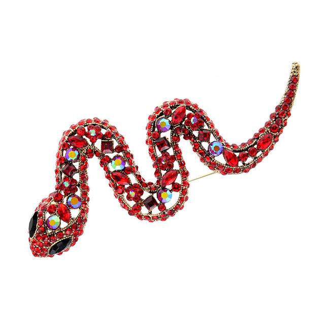 Rhinestone Large Snake Brooches For Women Vintage Fashion Animal Pin Coat Winter Jewelry 3 Colors Available Gift