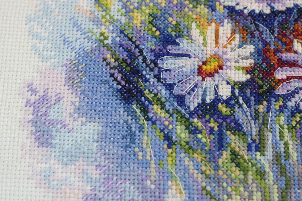 Cross Stitch Kit Abris Art Flowers On a White Background