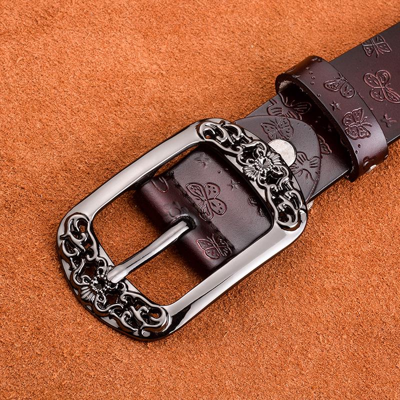 Ремень Новый Ретро Коровьей Кожаный Ремень Женский Модный Тисненый Пряжка Повседневные Джинсы Широкие