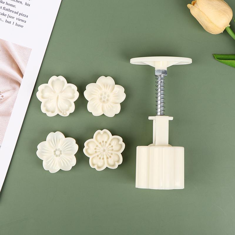 4 шт./набор формочек для лунного пряника Cherry Blossom Mold 3D Ручной пресс Инструменты для выпечки
