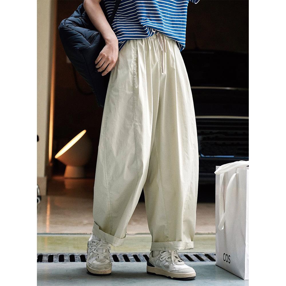 Johnature Повседневные удобные простые брюки-шаровары с эластичной резинкой на талии для женщин, однотонные свободные брюки до щиколотки со свободными карманами