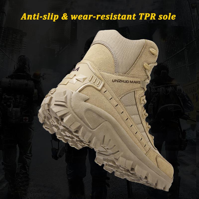 Мужские ботинки с высоким голенищем, обувь для альпинизма и пешего туризма, водонепроницаемая пустынная рабочая обувь для безопасности лодыжки, мужские уличные ботинки