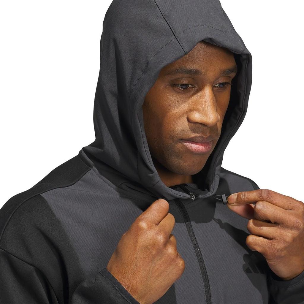 Куртка для гольфа с капюшоном на молнии с короткими рукавами, черная [Adidas Golf] COLD.RDY, мужская