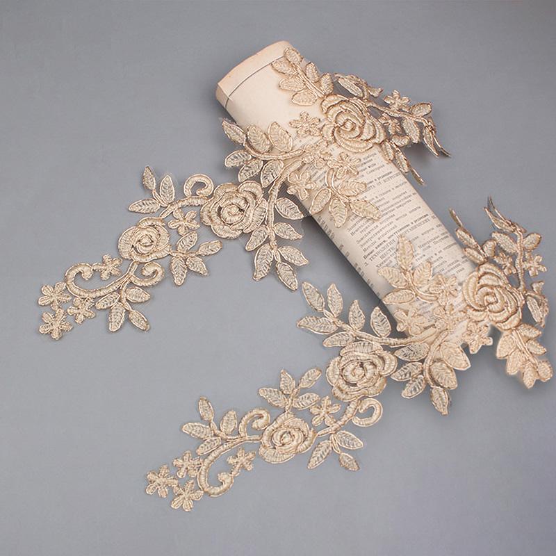 1 пара вышитых наклеек, аксессуары для одежды, кружево для отделки свадебного платья, 16*36 см, швейная аппликация