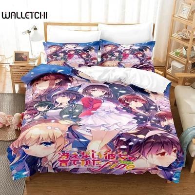 Комплект постельного белья с 3D аниме Saekano, пододеяльник, комплект постельного белья, пододеяльник, наволочка, одеяло размера king-size, комплект постельного белья для взрослых мальчиков