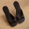 Slippers Women Wear Black Bow In Spring and Summer 2025 Satin Fish Mouth Open Toe with Sandals Stiletto High Heels