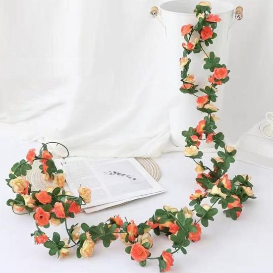 2.5M Artificial Flower Garland Realistic UV Resistant Faux Flower Rattan Vine Wedding Party Hanging Simulation Bloom