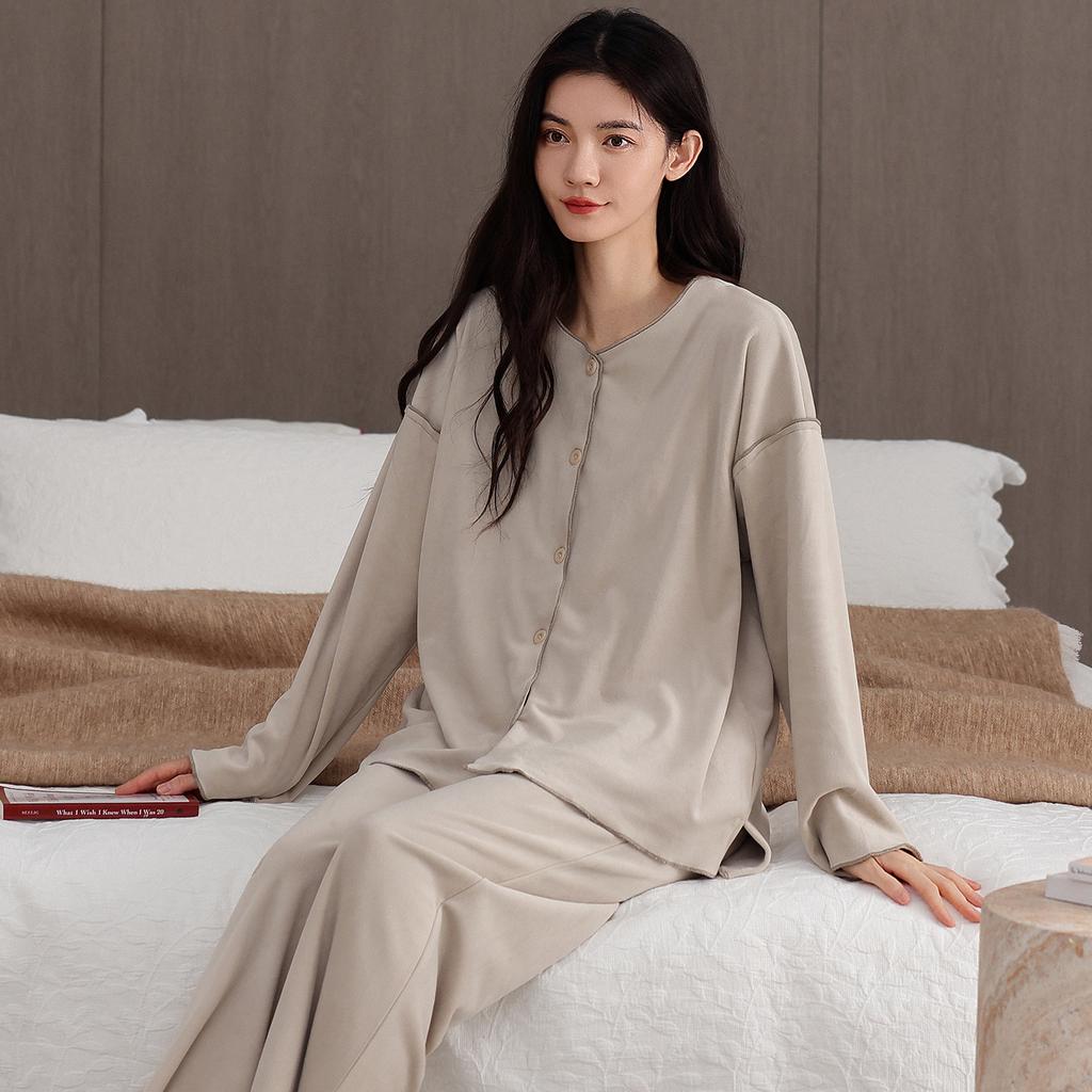 Pajamas Women'S Autumn And Winter Fleece Thickened Coral Fleece Can Be Worn Outside Island Fleece Loungewear Thin Fleece Set