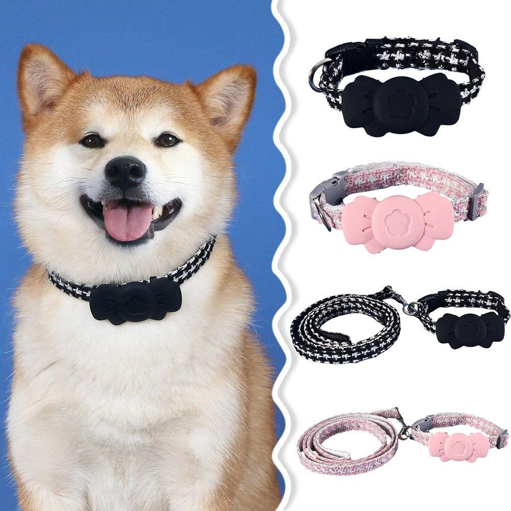 Adjustable Dog Cat Positioning Tracker Collar Cover Bow Tie Pet Leash  For Airtag Tracke
