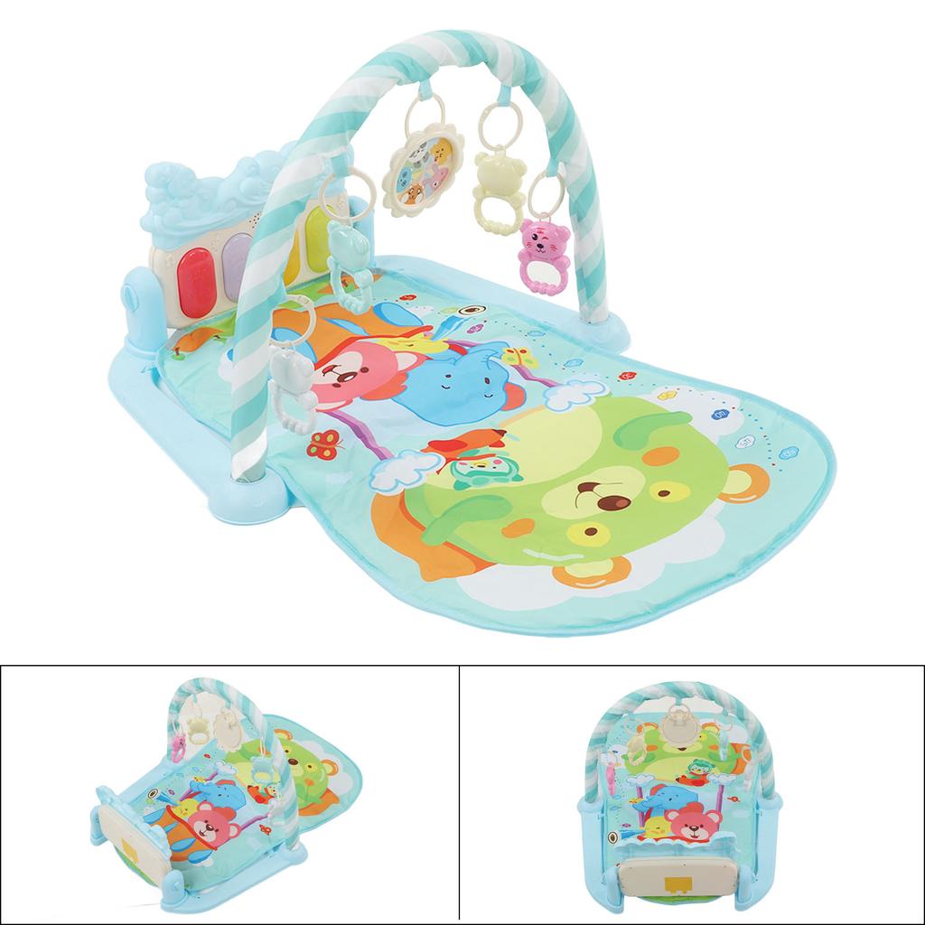 Baby Gym Kick Play Piano Mat Lullabies Lights Educational Baby Musical Fitness Game Pad Blue