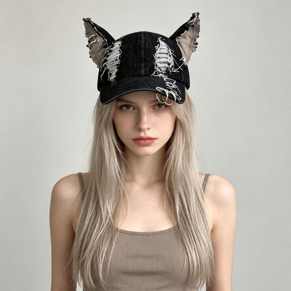 Frayed Edges Baseball Cap Distressed Details Y2k Baseball Cap Wash Baseball Cap Party Wear
