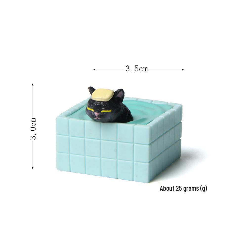 Creative Cat Meow Bath Bomb Set with Blue Tub and Hand-Painted Figurines for Micro Landscape Gardening