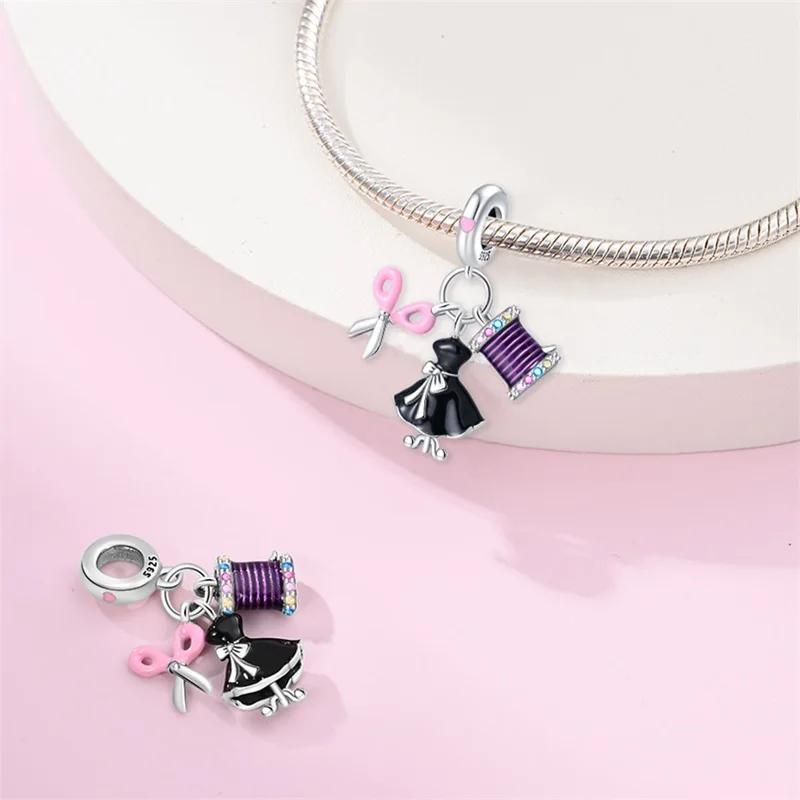 Серия «Креативная семейная жизнь» Швейная машина Ткачество Будильник Фен Шармы Бусины Подходят для DIY браслетов Медь